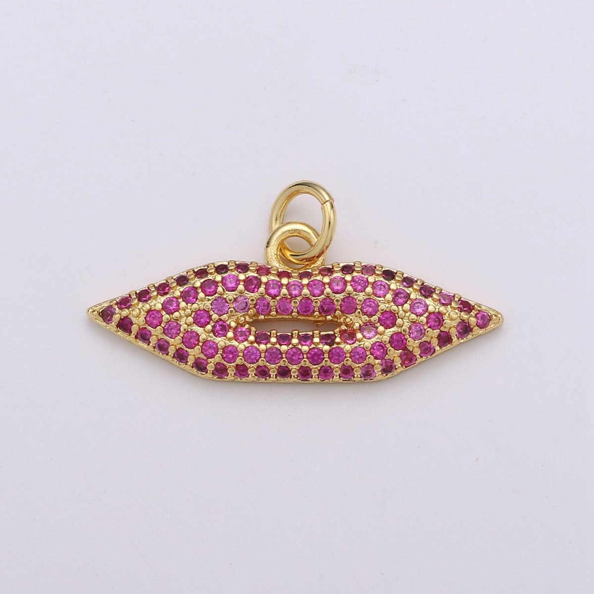 Lips Charm Pendant, Pave Lips Charms Pendants, CZ Lips Charm, Sexy Lips Charm Pendant, 24k Gold plated Charm for Necklace Bracelet Earring D-342 - DLUXCA