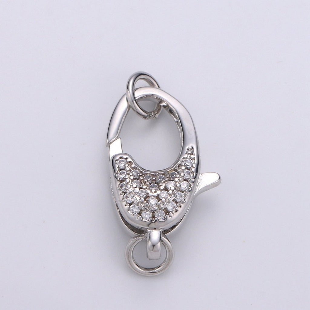 Lobster Clasp with Pave CZ Crystal Gold plated End Clasp with Ring for DIY Necklace Bracelet Anklet Jewelry Making- K716 K-717 K-719 - DLUXCA