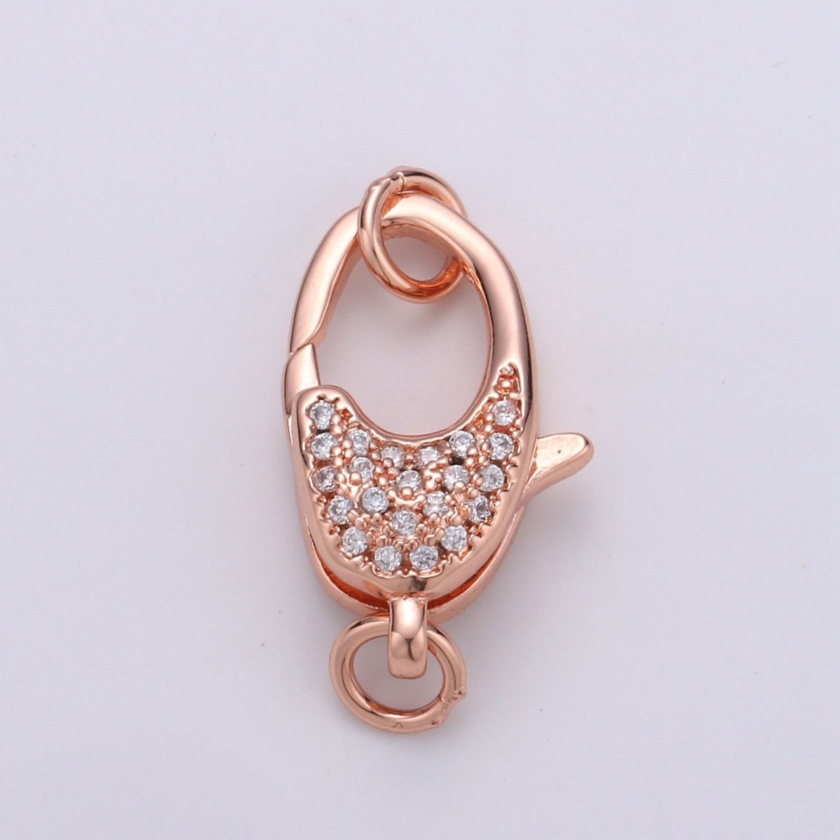 Lobster Clasp with Pave CZ Crystal Gold plated End Clasp with Ring for DIY Necklace Bracelet Anklet Jewelry Making- K716 K-717 K-719 - DLUXCA