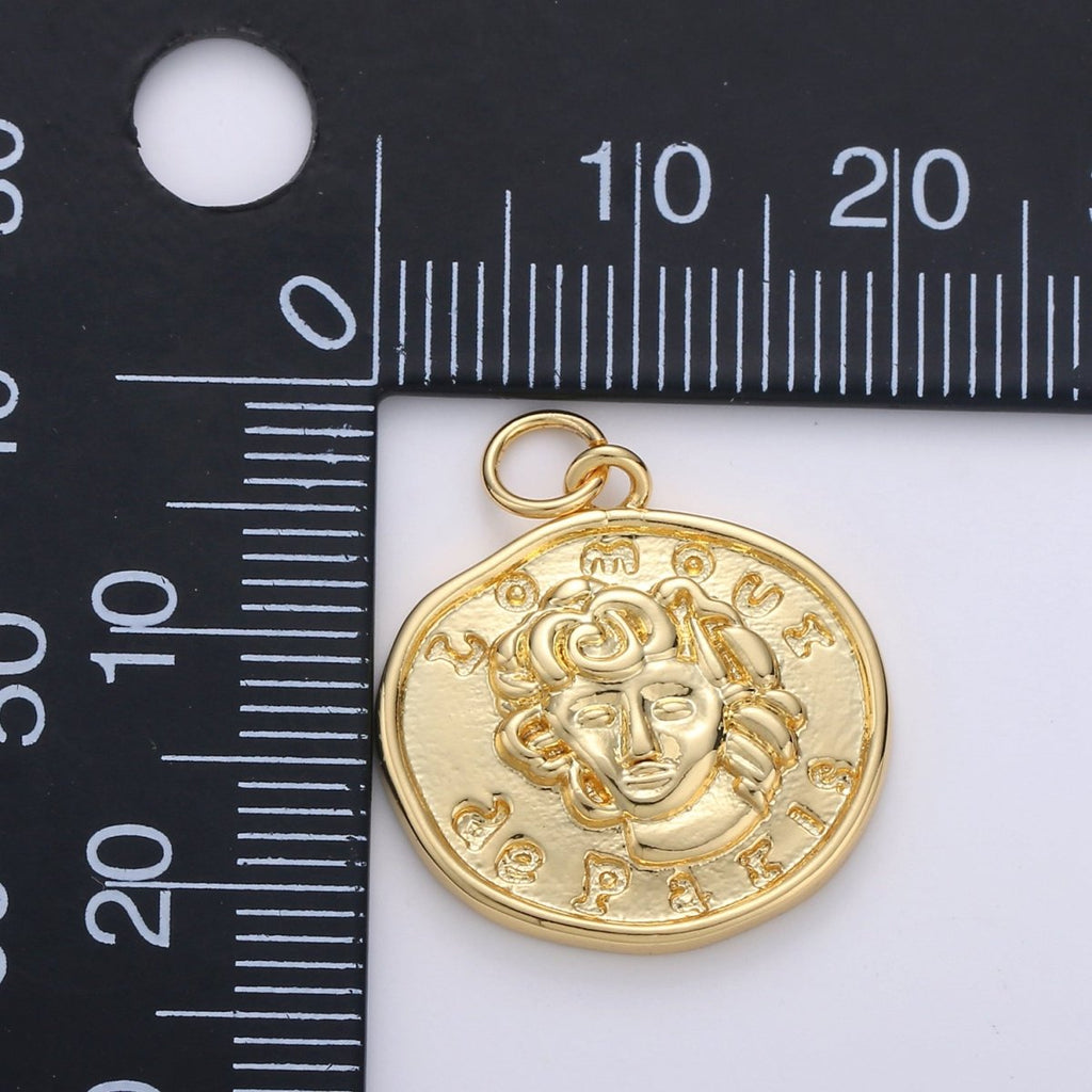 Lomoui de Paris Gold Rustic Coin Gold plated Charm - D-514 - DLUXCA