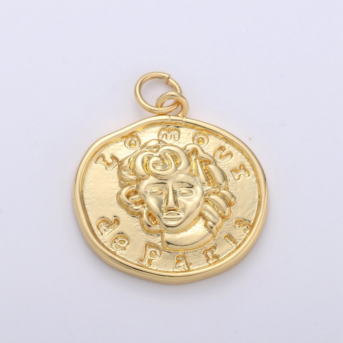 Lomoui de Paris Gold Rustic Coin Gold plated Charm - D-514 - DLUXCA