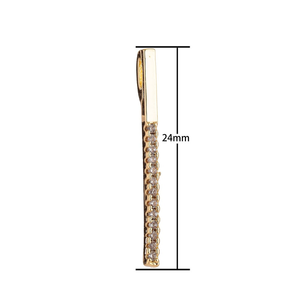 Long Bar Charm with Micro Pave Cz Stone for Dangle Pendant AA743 - DLUXCA