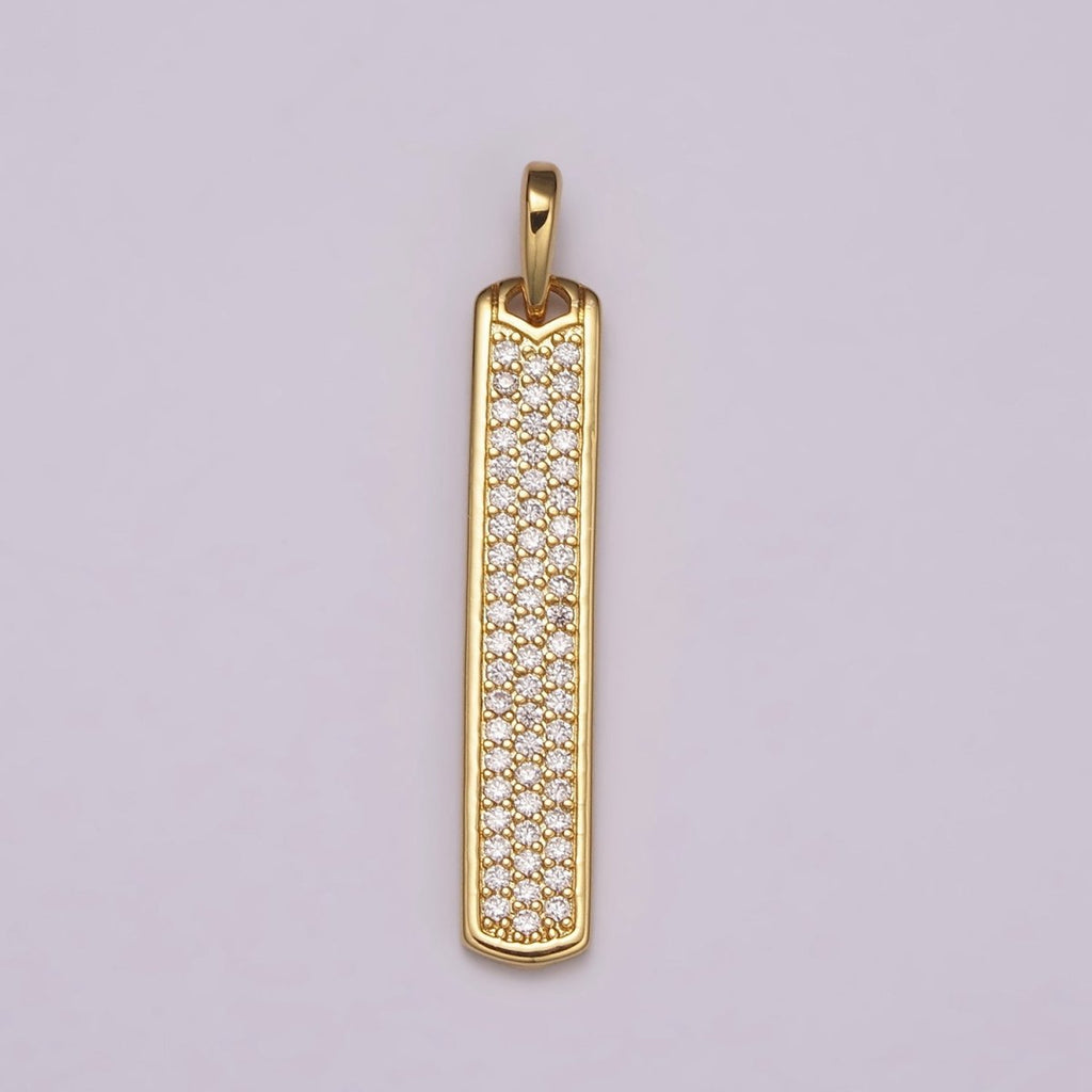 Long CZ Bar Pendant 24K Gold plated Bar Pendant, Silver Bar Pendants N-1453 N-1454