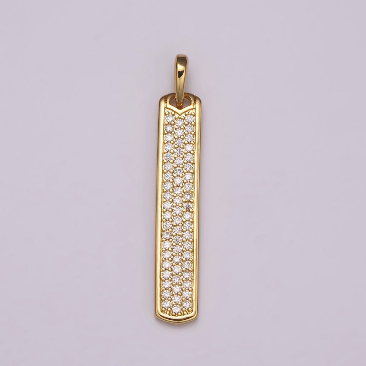 Long CZ Bar Pendant 24K Gold plated Bar Pendant, Silver Bar Pendants N-1453 N-1454