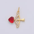 Love Arrow with Red Heart Crystal Gold plated Charm | C-358 - DLUXCA