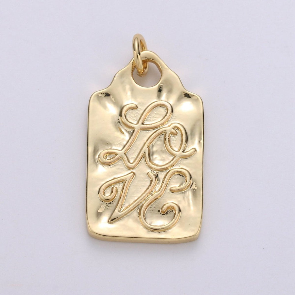 Love Charms, Gold Words Pendant, Dainty Charm, Small Love Charm for Necklace relationship Minimalist Jewelry D-639 - DLUXCA