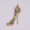 Luxury Multi Color CZ High Heel Pendant Shoe Necklace, Enamel Fashionista Charm, 24K Gold plated High Heel Pendant M-930 N-206