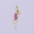 Macaw Parrot Gold plated Charm Micro Pave Bird Pendant N-451 - DLUXCA