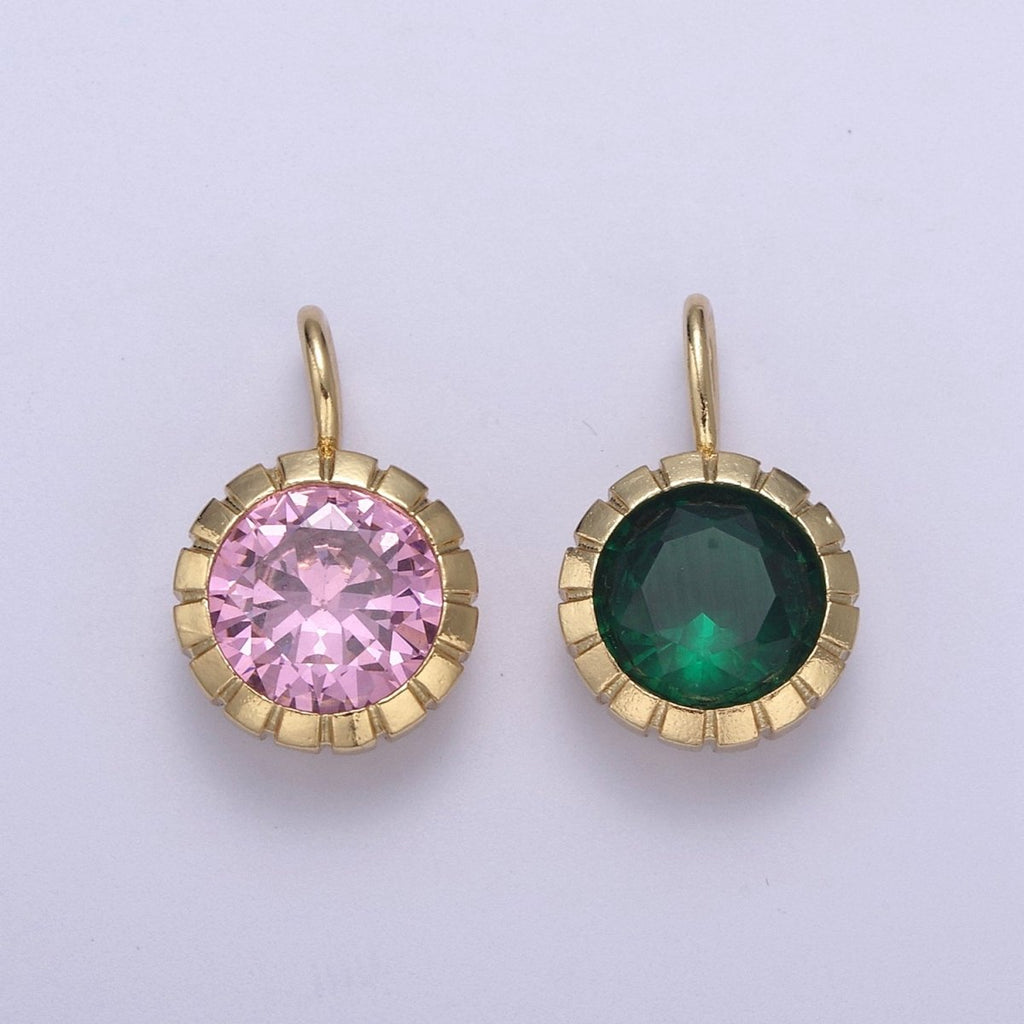 May / June Birthstone Pendant Add on Charm Dainty Cubic CZ Stone for Necklace Bracelet Supply H-495 H-496