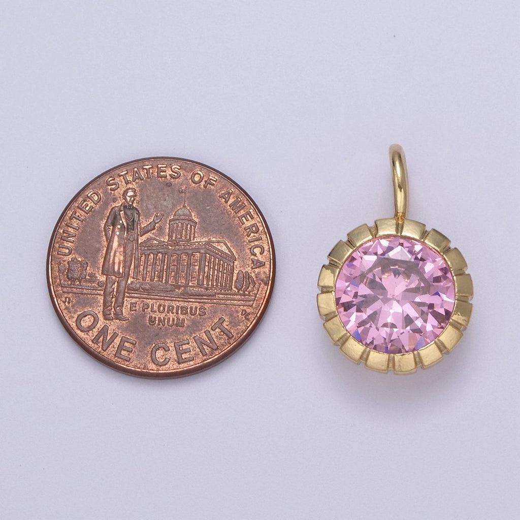 May / June Birthstone Pendant Add on Charm Dainty Cubic CZ Stone for Necklace Bracelet Supply H-495 H-496