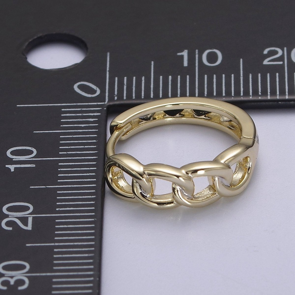 Medium Curb Chain Link Hoop Earring in 14k Gold plated Jewelry Everyday Earring V-151 - DLUXCA