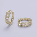 Medium Curb Chain Link Hoop Earring in 14k Gold plated Jewelry Everyday Earring V-151 - DLUXCA