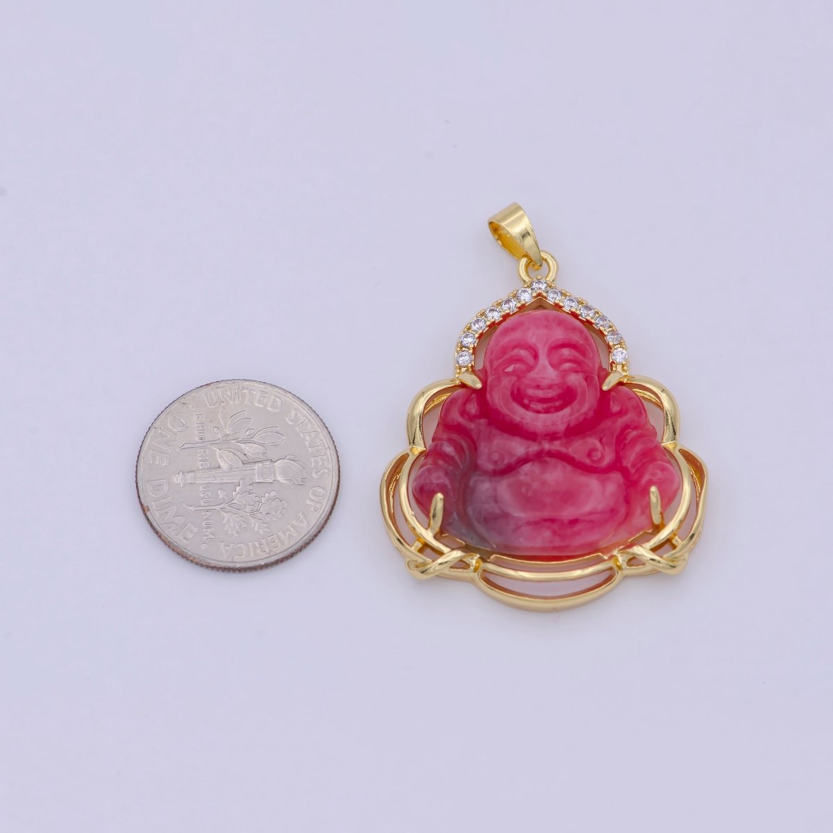 Men's Women's Real Red Jade Buddha 24k Gold plated Pendant Fashion Statement Jewelry O-100 - DLUXCA
