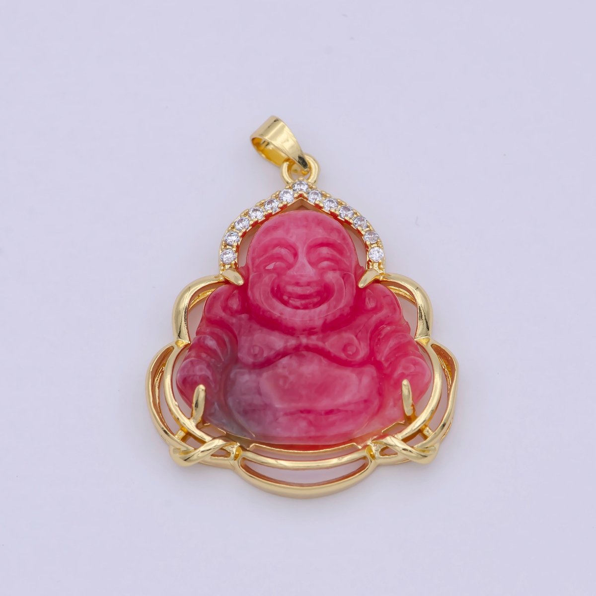 Men's Women's Real Red Jade Buddha 24k Gold plated Pendant Fashion Statement Jewelry O-100 - DLUXCA