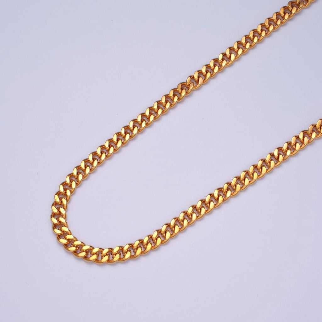 Miami Cuban Curb Link Unfinished Chain, 4.5mm 24k Gold plated Chain 19.5 inch long | WA-1400 Clearance Pricing - DLUXCA