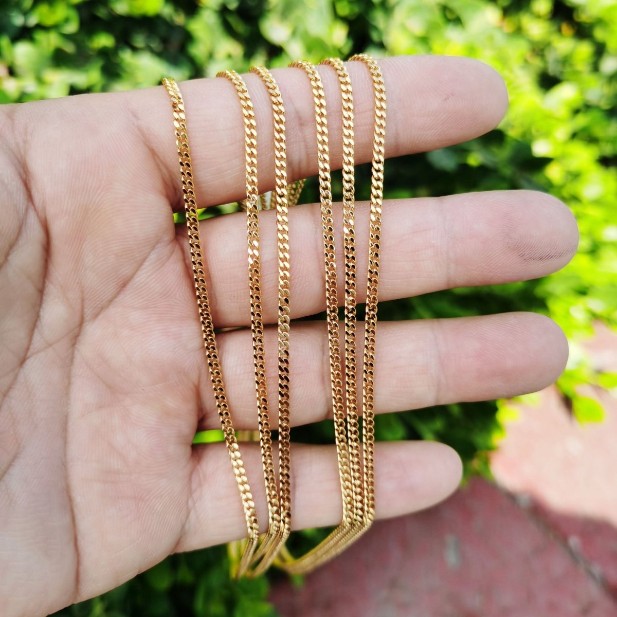 Miami Cuban Gold Curb Link Chain, 2.1mm 24K Gold plated Chain Necklace• Gold Necklace Gold plated Layer Necklace | WA-769 Clearance Pricing - DLUXCA