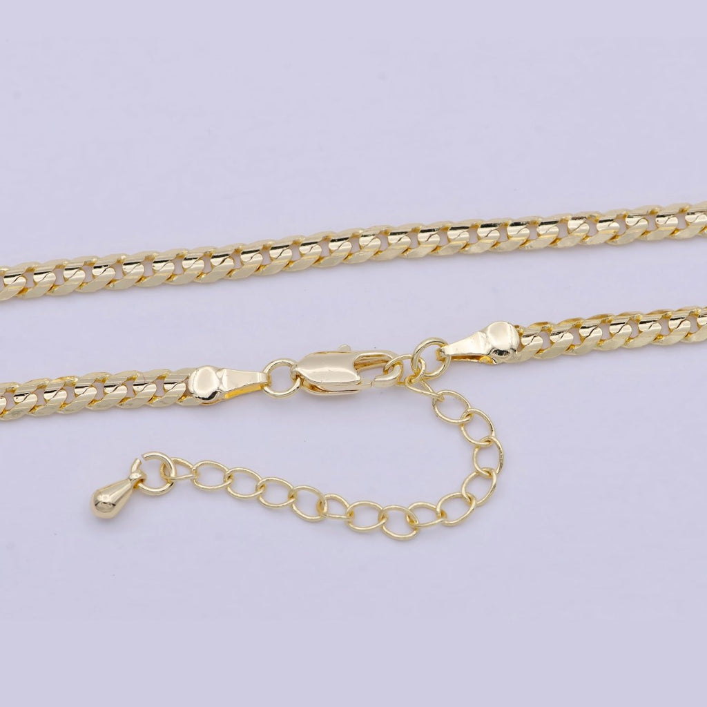 Miami Cuban Gold Curb Link Chain 3.4mm 18K Gold plated Chain Necklace• Gold Necklace Gold plated Layer Necklace | WA-830 Clearance Pricing - DLUXCA