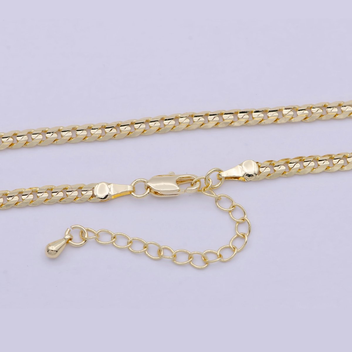 Miami Cuban Gold Curb Link Chain 3.4mm 18K Gold plated Chain Necklace• Gold Necklace Gold plated Layer Necklace | WA-830 Clearance Pricing - DLUXCA