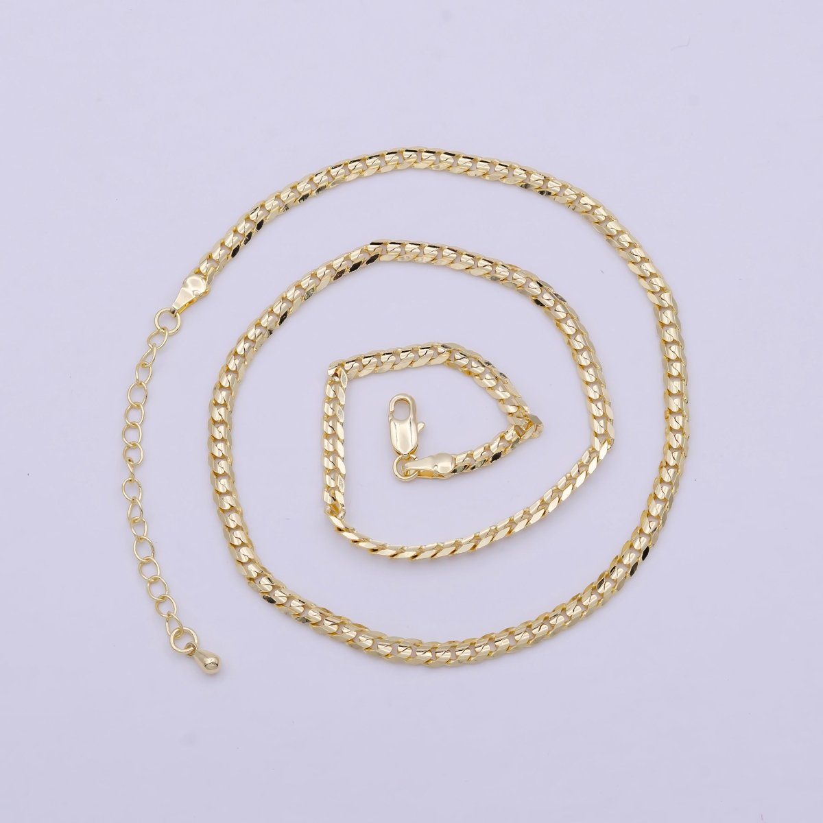 Miami Cuban Gold Curb Link Chain 3.4mm 18K Gold plated Chain Necklace• Gold Necklace Gold plated Layer Necklace | WA-830 Clearance Pricing - DLUXCA