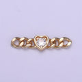 Miami Cuban Link Connector for Bracelet Necklace Jewelry Making Supply Heart Cubic Charm Connector for Statement Jewelry Making F-734 - DLUXCA