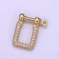 Micor pave Clasp Gold plated Screw clasp lock, Anchor Shackle, Gold Rectangle Cz Bracelet Necklace Clasp Sailor Bracelet Clasp Supply L-259 - DLUXCA