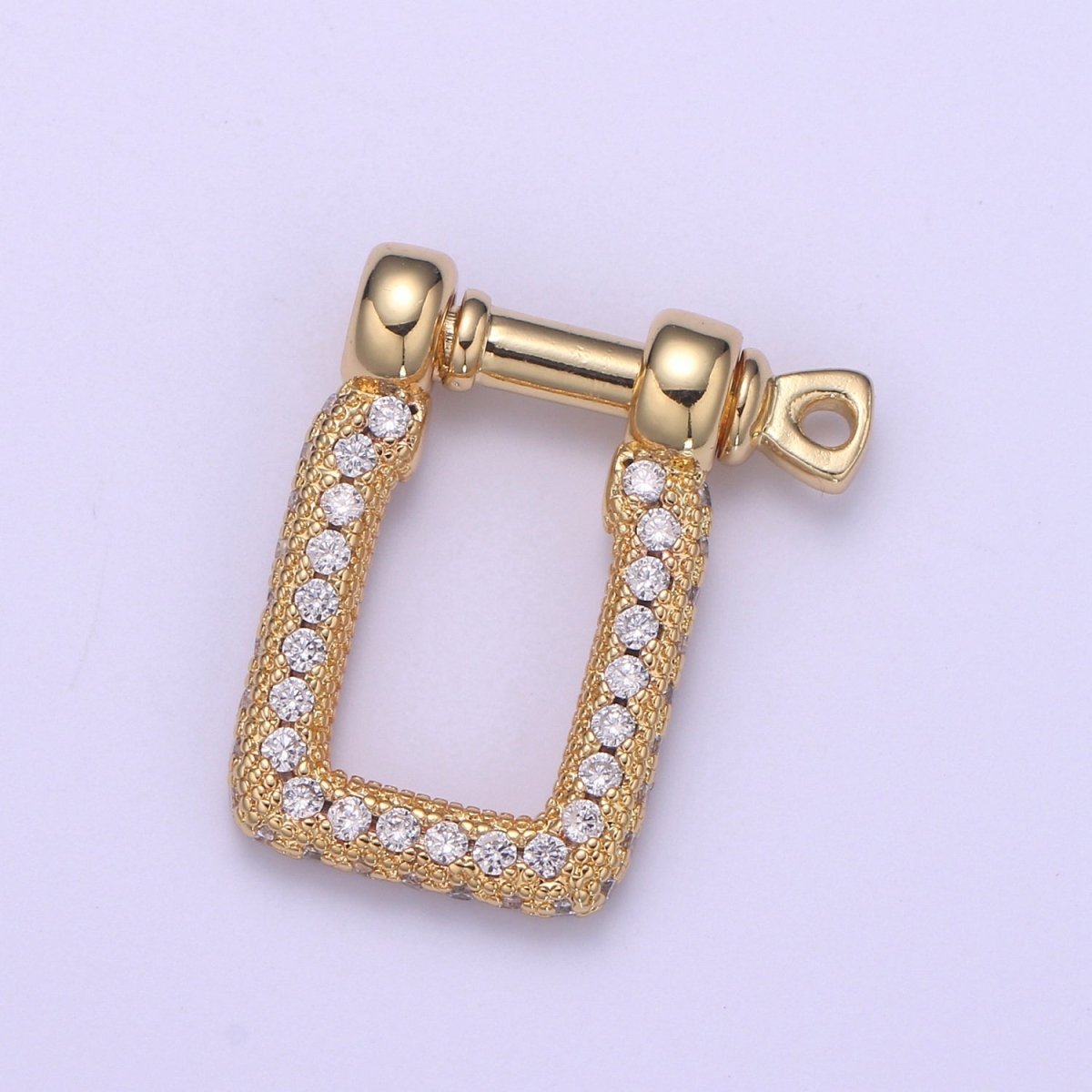 Micor pave Clasp Gold plated Screw clasp lock, Anchor Shackle, Gold Rectangle Cz Bracelet Necklace Clasp Sailor Bracelet Clasp Supply L-259 - DLUXCA