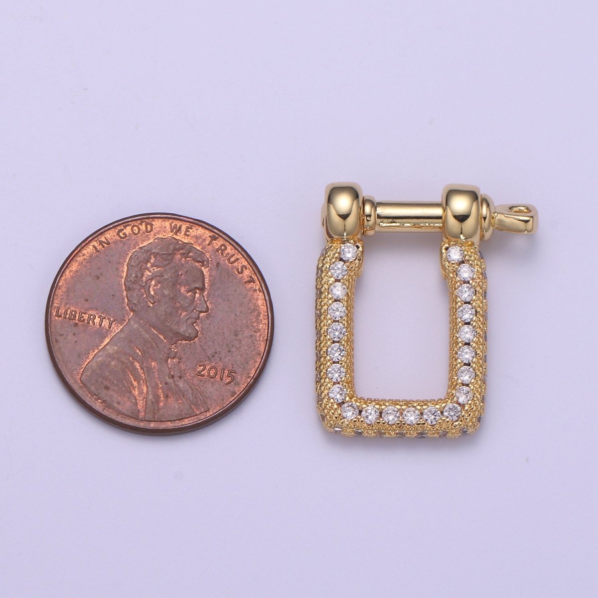 Micor pave Clasp Gold plated Screw clasp lock, Anchor Shackle, Gold Rectangle Cz Bracelet Necklace Clasp Sailor Bracelet Clasp Supply L-259 - DLUXCA
