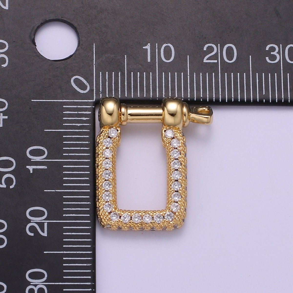 Micor pave Clasp Gold plated Screw clasp lock, Anchor Shackle, Gold Rectangle Cz Bracelet Necklace Clasp Sailor Bracelet Clasp Supply L-259 - DLUXCA
