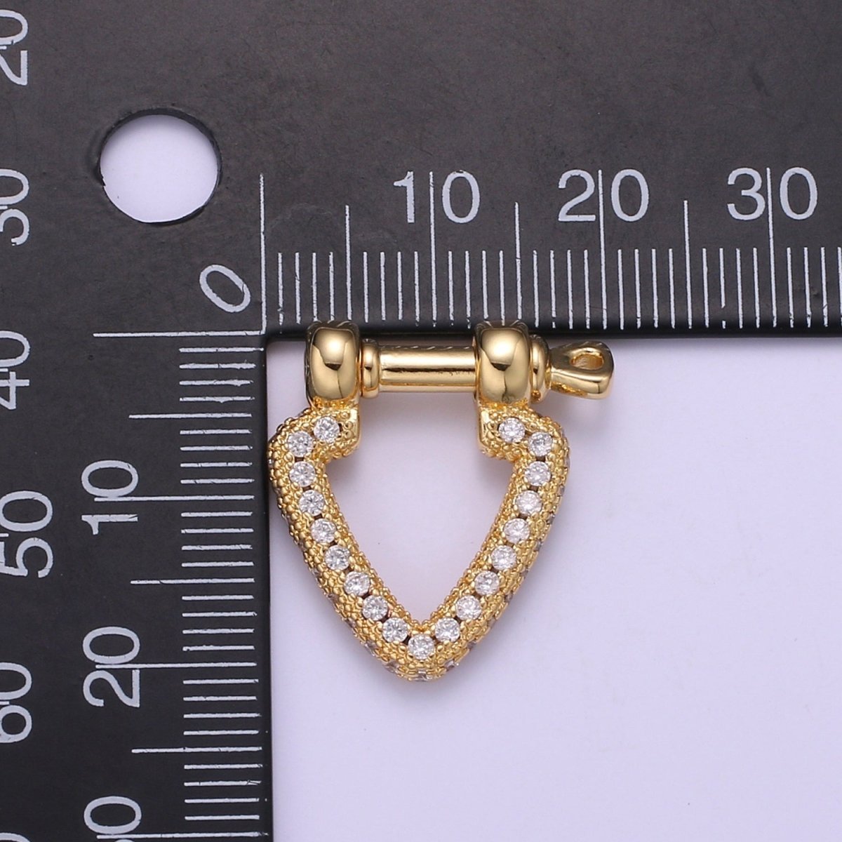 Micor pave Clasp Gold plated Screw clasp lock, Anchor Shackle, Gold Triangle Cz Bracelet Necklace Clasp Sailor Bracelet Clasp Supply L-260 - DLUXCA