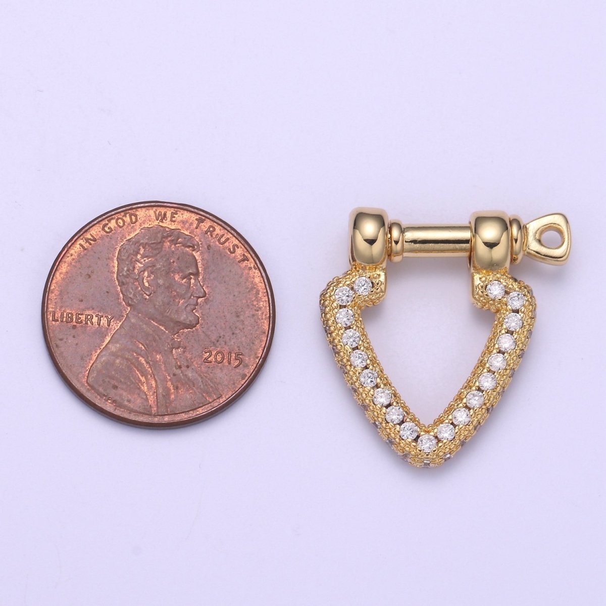 Micor pave Clasp Gold plated Screw clasp lock, Anchor Shackle, Gold Triangle Cz Bracelet Necklace Clasp Sailor Bracelet Clasp Supply L-260 - DLUXCA