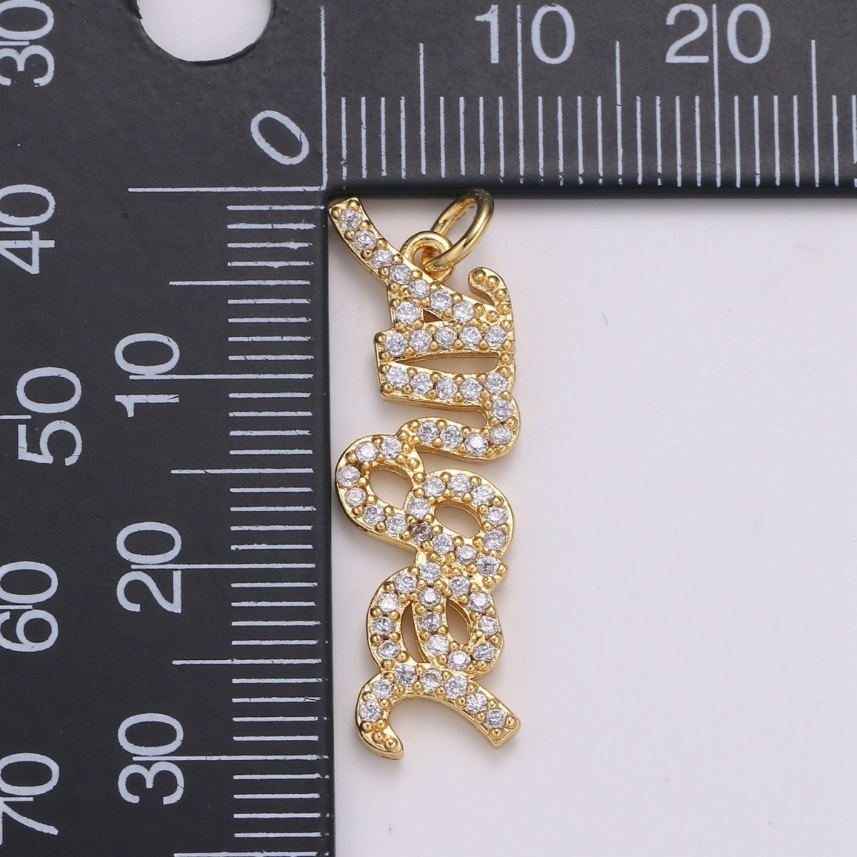 Micro Pave 14k Gold plated Angel Script Words Charm for Dainty Angel Bracelet Necklace Earring Pendant Component Diy Jewelry Making SupplyC-403 - DLUXCA