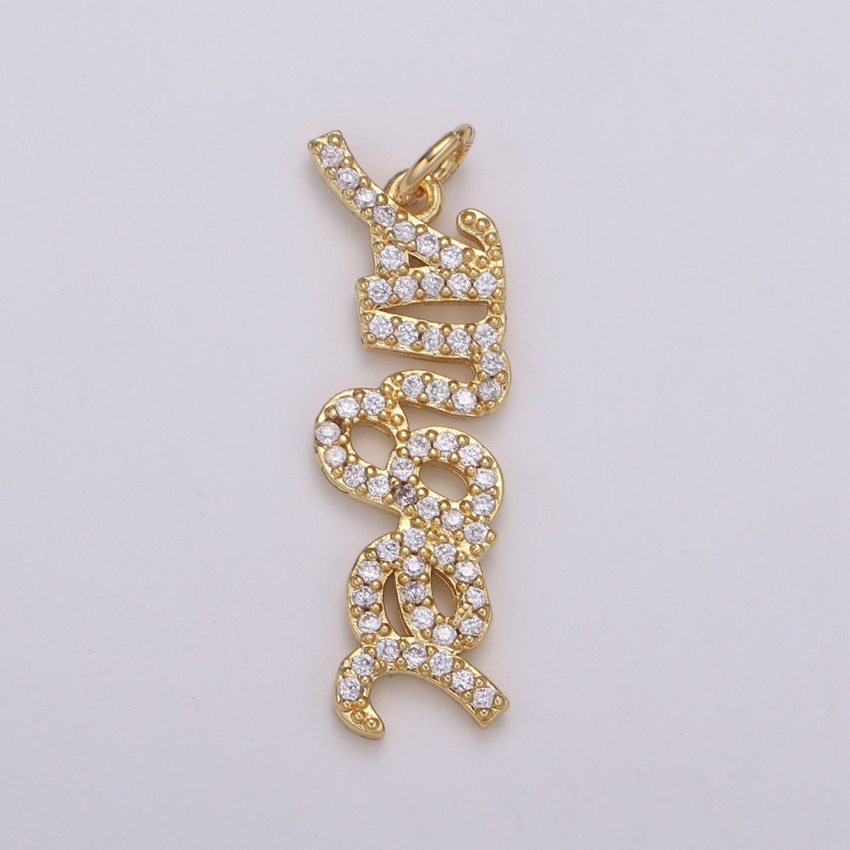 Micro Pave 14k Gold plated Angel Script Words Charm for Dainty Angel Bracelet Necklace Earring Pendant Component Diy Jewelry Making SupplyC-403 - DLUXCA