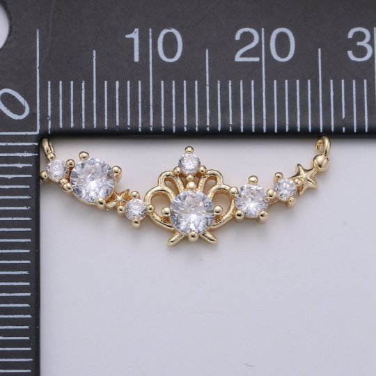 Micro Pave 18k Gold plated Link Connector Dainty Star Charm Crown Charm Connector for Bracelet Necklace Jewelry Making Supply F-545 - DLUXCA