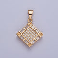 Micro Pave & Baguette Rhombus Pendant For Necklace Making X-370 - DLUXCA