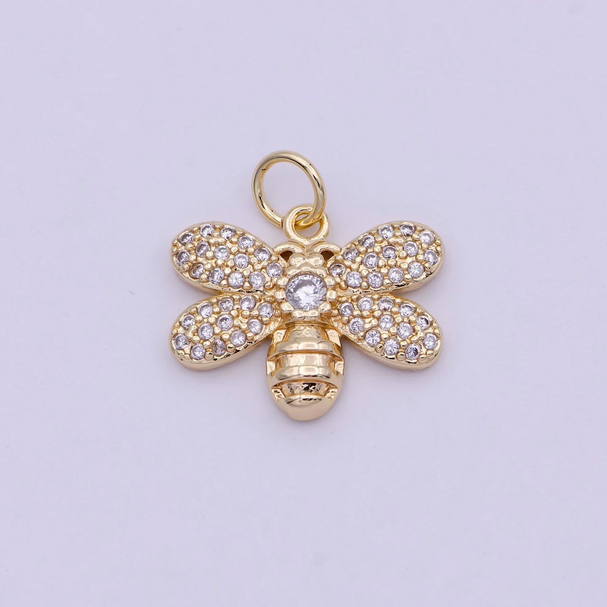 Micro Pave Bee Charms 24k Gold plated Cubic insect charm for Bracelet Earring Necklace Component C-762 - DLUXCA