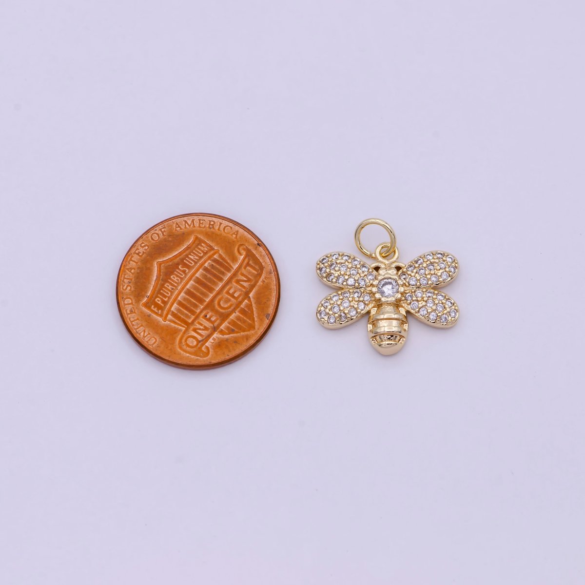 Micro Pave Bee Charms 24k Gold plated Cubic insect charm for Bracelet Earring Necklace Component C-762 - DLUXCA