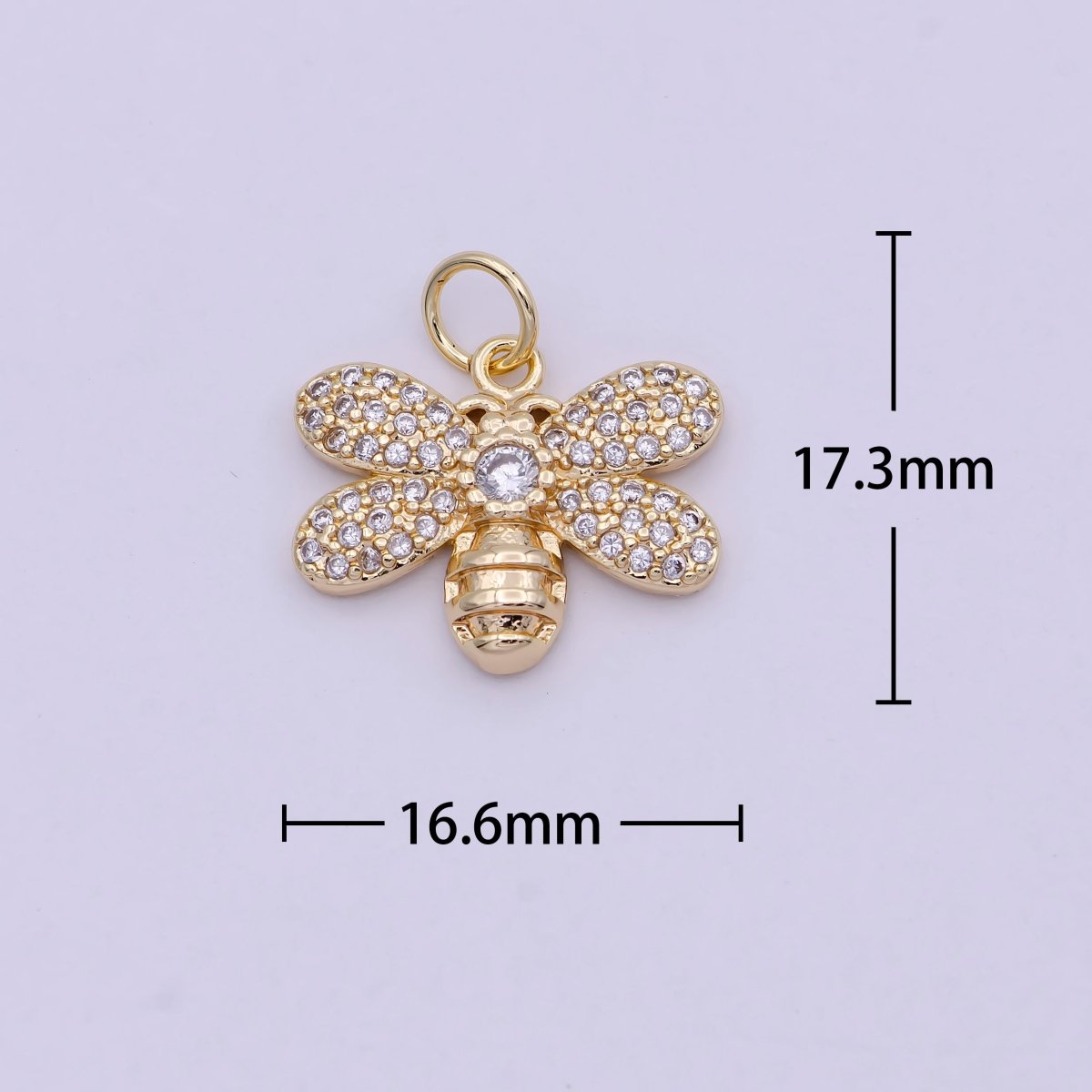 Micro Pave Bee Charms 24k Gold plated Cubic insect charm for Bracelet Earring Necklace Component C-762 - DLUXCA