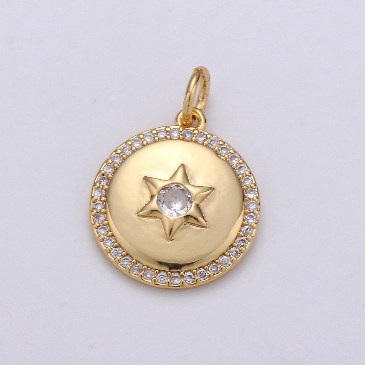 Micro Pave Celestial Jewelry Gold Star Charm Jewelry Making Supply 24K Gold plated Findings D-407 D-408
