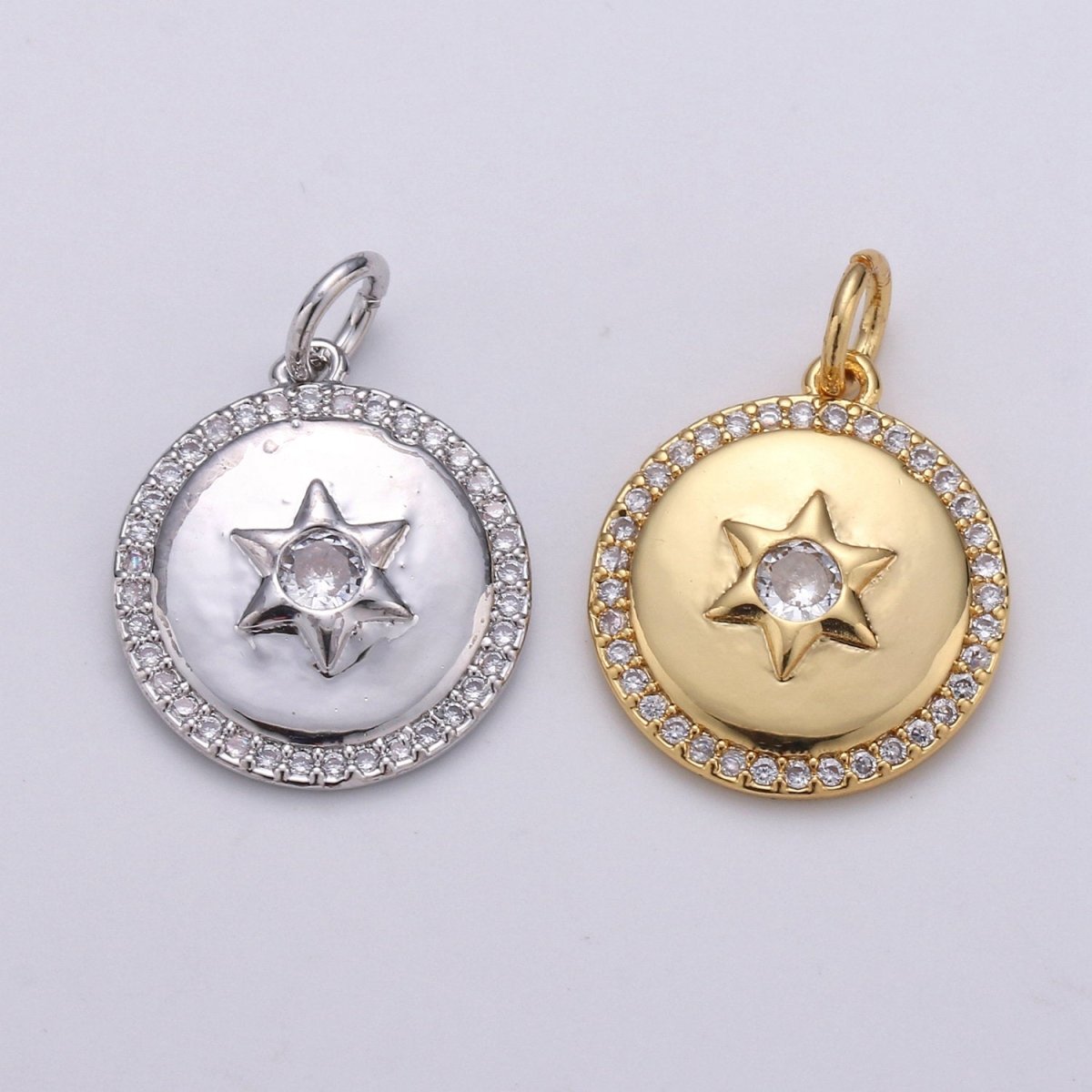 Micro Pave Celestial Jewelry Gold Star Charm Jewelry Making Supply 24K Gold plated Findings D-407 D-408