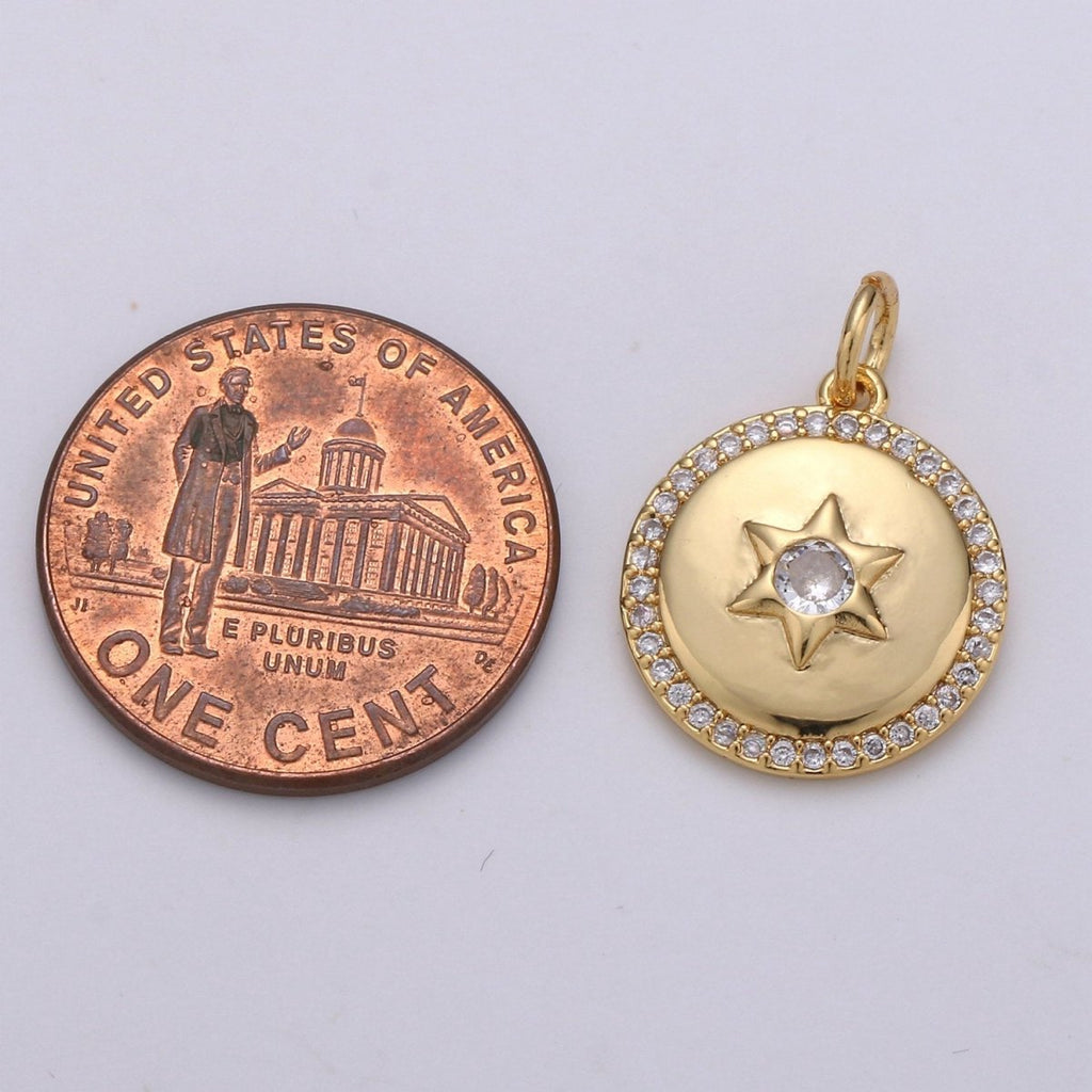 Micro Pave Celestial Jewelry Gold Star Charm Jewelry Making Supply 24K Gold plated Findings D-407 D-408