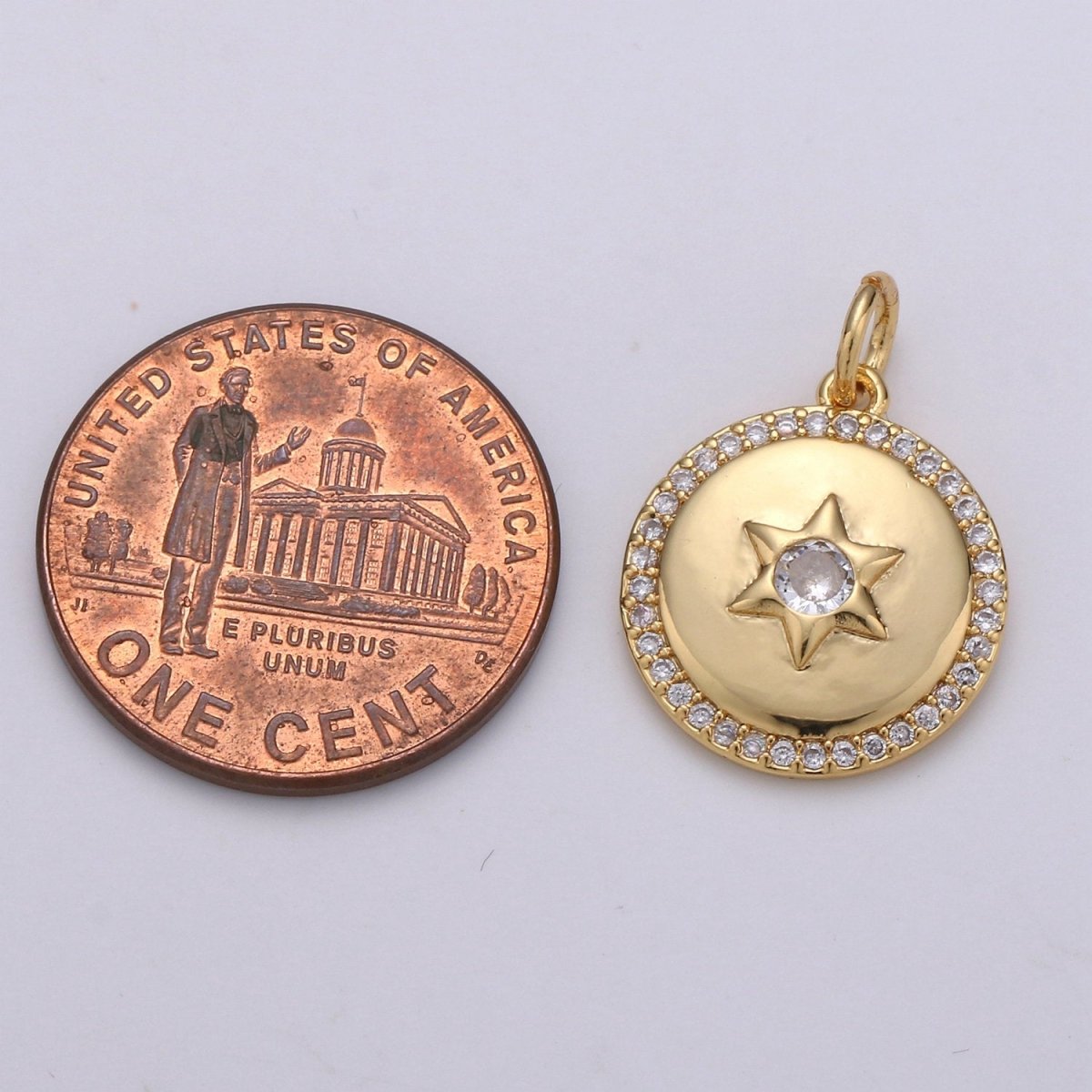 Micro Pave Celestial Jewelry Gold Star Charm Jewelry Making Supply 24K Gold plated Findings D-407 D-408