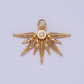 Micro Pave Celestial Sun Charm, Cubic Zirconia Shining Starburst | X-148 - DLUXCA