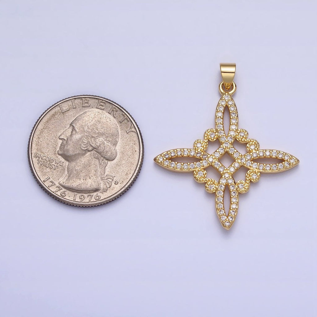 Micro Pave Celtic Knot Gold CZ Eternity Knot Circle Pendant Charm Statement Jewelry Luxury Elegant AA145 - DLUXCA