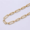Micro Pave Chain 24K Gold plated PAPER CLIP Chain, Thick Elongated Chain by Meter for Statement Necklace Making Supply, 36inch Length,8X20mm 1mm Thickness , UNIQUE PAPERCLIP Chain | WA-1364 Clearance Pricing