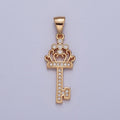Micro Pave Clear Cubic Zirconia Barden Bella Key Pendant For Necklace Making X-372 - DLUXCA