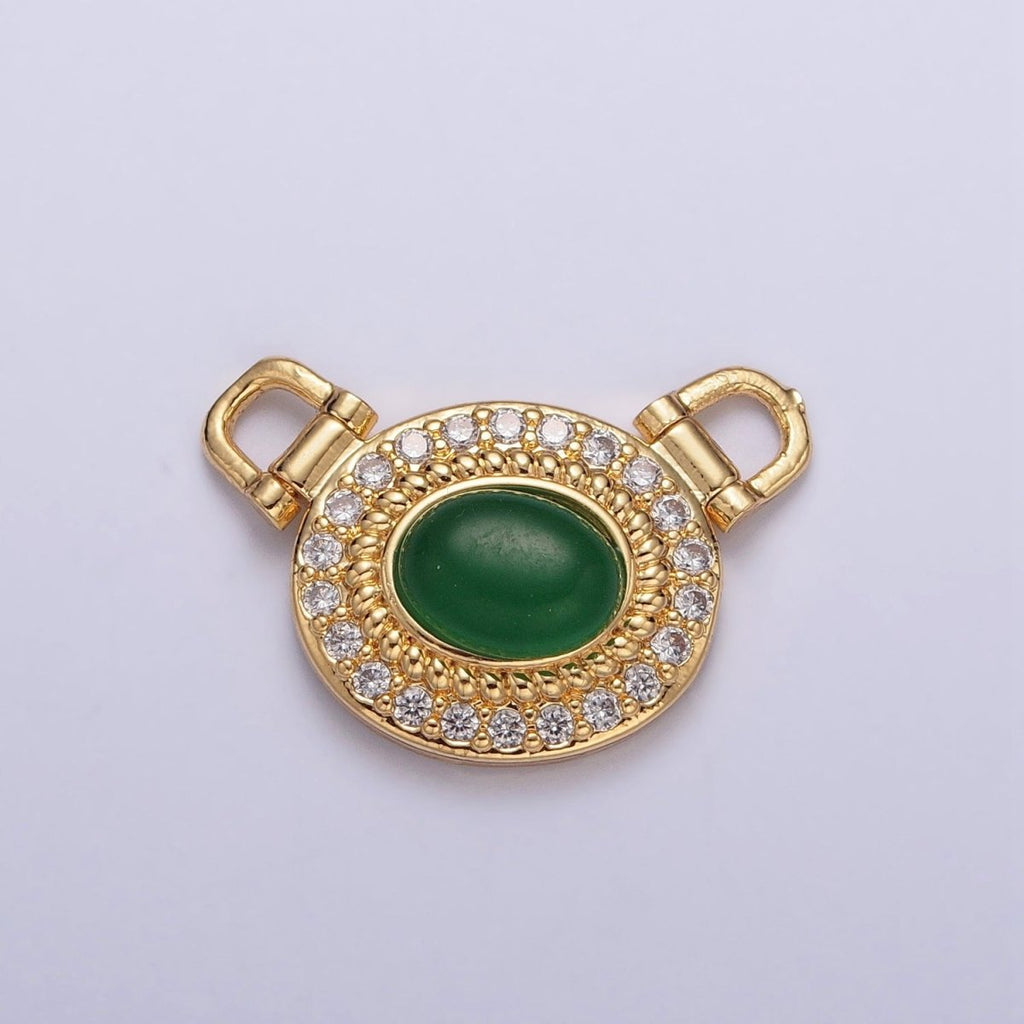 Micro Pave Clear CZ Green Stone Connector G-913 - DLUXCA