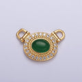 Micro Pave Clear CZ Green Stone Connector G-913 - DLUXCA