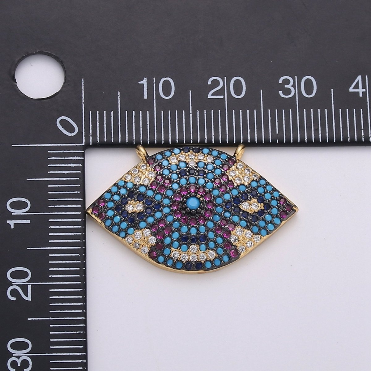 Micro Pave Ethnic Link Connector for Bracelet Necklace, Cubic Zirconia Link Connector double Bail Charm 14k Gold plated Bohemian Boho Supply F-470 - DLUXCA