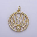 Micro Pave Evil Eye Charm Medallion Cubic Zirconia Coin Charm in 14k Gold plated for Minimalist Jewelry N-801 - DLUXCA