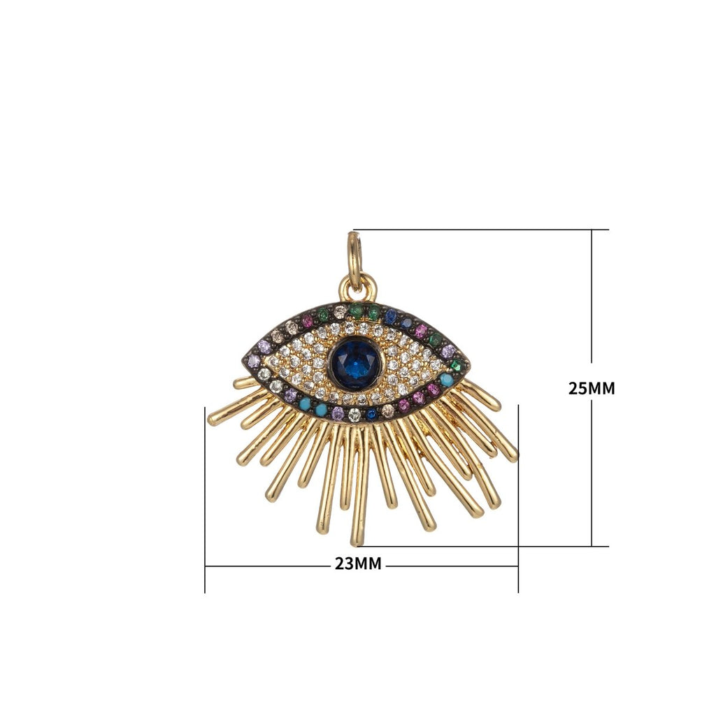 Micro Pave Evil Eye Charms Protection Jewelry Cubic Greek Eye of Ra Charm Jewelry Gold Pendant Necklace Earrings Medallion E-822 - DLUXCA